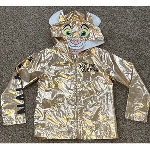 Disney Lion King SMALL 6-6X Nala FUTURE QUEEN Gold Hooded Long Sleeve Jacket EUC